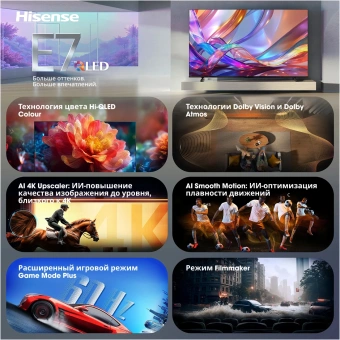 Телевизор HISENSE 65E7S черный