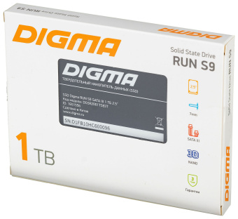 Накопитель SSD Digma SATA III 1Tb DGSR2001TS93T Run S9 2.5"