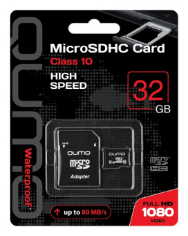 Карта памяти QUMO MicroSDHC 32GB Сlass 10 с адаптером
