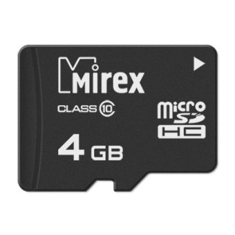 Флеш карта microSD 4GB Mirex Class 10  SD адаптер