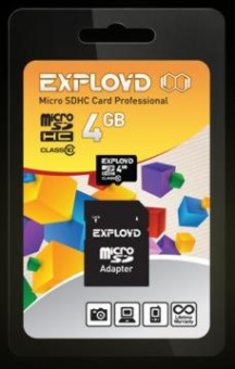 EXPLOYD MicroSDHC 4GB Class10 + адаптер SD