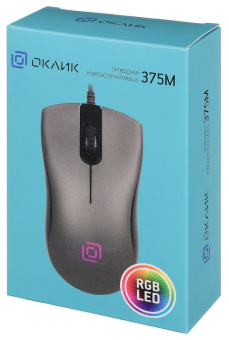 Мышь Оклик 375M серый/черный оптическая (1000dpi) USB (3but)