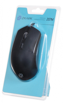 Мышь Оклик 207M черный оптическая (2400dpi) USB (4but)