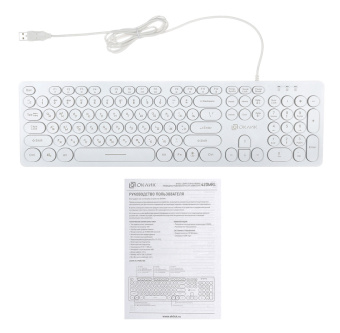 Клавиатура Оклик 420MRL белый USB slim Multimedia LED