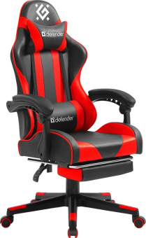 Игровое кресло Defender Rock Черный/Красный, подставка.