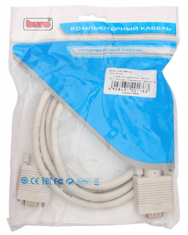 Кабель-удлинитель Buro CAB015S-06 VGA (m) VGA (f) 1.8м феррит.кольца серый