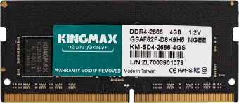 Память DDR4 4Gb 2666MHz Kingmax KM-SD4-2666-4GS RTL PC4-21300 CL19 SO-DIMM 260-pin 1.2В dual rank