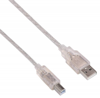 Кабель Buro USB2.0-AM/BM-3-TRANS USB A(m) USB B(m) 3м прозрачный