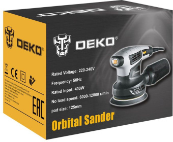 Эксцентриковая шлифовальная машина Deko DKG400-125 400Вт