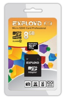 EXPLOYD MicroSDHC 8GB Class10 + адаптер SD