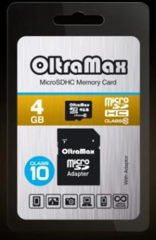 OLTRAMAX MicroSDHC 4GB Class10 + адаптер SD