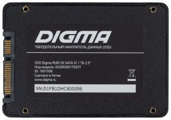 Накопитель SSD Digma SATA III 1Tb DGSR2001TS93T Run S9 2.5"