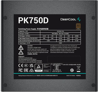 Блок питания Deepcool ATX 750W PK750D 80+ bronze 24+2x(4+4) pin APFC 120mm fan 8xSATA RTL