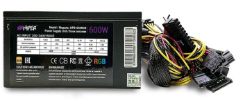 HIPER HPB-600RGB (ATX 2.31, 600W, Active PFC, 80Plus BRONZE, 120mm RGB fan, черный) BOX
