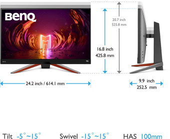 Монитор Benq 27" Mobiuz EX2710S IPS 1920x1080 165Hz FreeSync Premium 400cd/m2 16:9