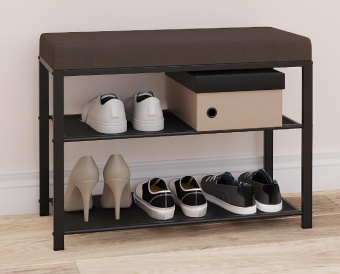 ЗМИ Банкетка Торонто 23S (TORONTO 23S banquet&shoes) цвет каркаса черный, цвет сиденья серый БТ23СЧС