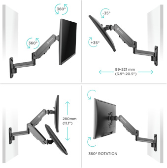 Кронштейн для телевизора Onkron G150 черный 13"-34" макс.8кг настенный поворот и наклон верт.перемещ.