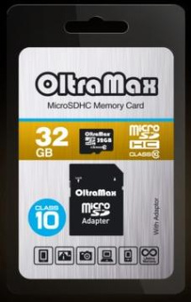 OLTRAMAX MicroSDHC 32GB Class10 + адаптер SD