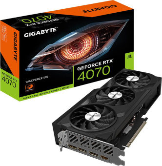 Видеокарта Gigabyte PCI-E 4.0 GV-N4070WF3-12GD NVIDIA GeForce RTX 4070 12288Mb 192 GDDR6X 2475/21000 HDMIx1 DPx3 HDCP Ret